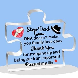 JETTOP Step Dad Gifts -Gifts for Step Dad Birthday Christmas Fathers day Plaque Acrylic So Lucky to Have a Step Dad Like you Best Step Dad Ever
