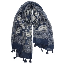 YOUR SMILE Large Boho Scarf for Women Lightweight Floral Printed Scarves Fall Winter Fashion Fringed Shawl wraps (32)