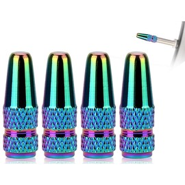KAPSING 4 pieces iridescent colours valve caps bicycle French aluminium bicycle valve cap dust caps compatible with air valve cap bicycle tyres Presta