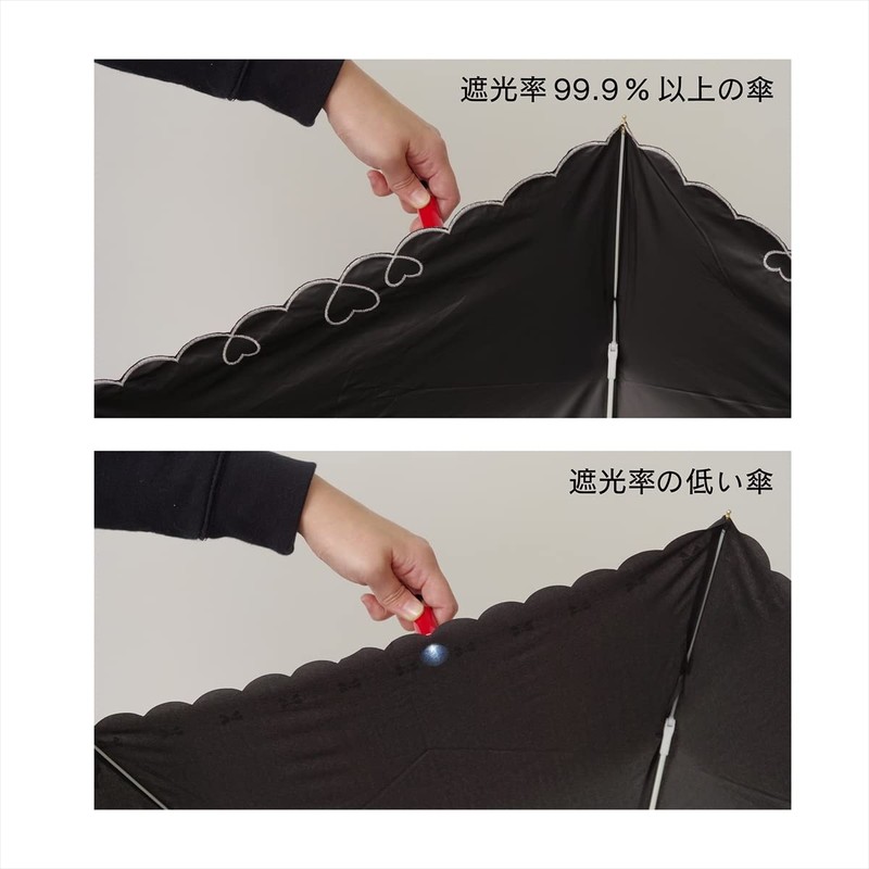 Nifty Colors 2406OF Folding Umbrella, Blackout Organza Heart Embroidery Mini