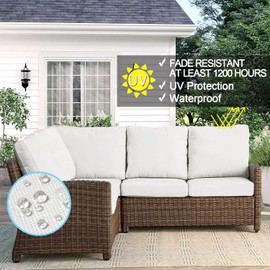 VAKADO Outdoor Patio Furniture Chair Cushion Replacement Covers Set of 2 Waterproof White Decorative Cushion Cases Decor for Bench Garden Porch Couch Tent (24"X24"X4")