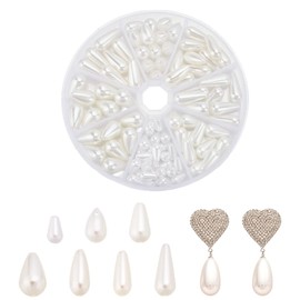 arricraft 92 Pcs Tear Drop Pearl Beads, 8 Styles Creamy White Teardrop Shape Beads ABS Plastic Imitation Pearl Beads Loose Spacer Beads for DIY Craft Jewelry Making