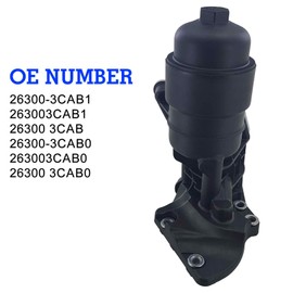 26300-3CAB1 Complete Oil Filter & Housing Assembly for 2012-2019 Kia Sedona/Cadenza/Sorento & Hyundai Santa Fe/Santa Fe XL/Azera 3.3L 3.5L V6, Replaces 26300-3CAB0