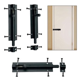 3-Pack Heavy Duty Slide Latch Lock – 4 Inch Gate Latch Bolt, Door Lock Bolt with Nickel Plating, Slide Barrel Door Bolt, Security Lock Latch for Shed, Gate, Internal Doors, and Bathroom (Black)