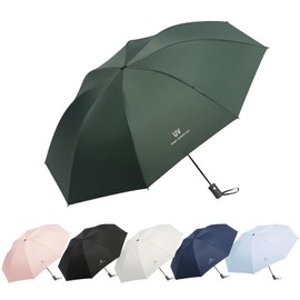 EEPLUYTY Umbrellas, Automatic Umbrella, Pocket Umbrella, Open-Close with 8 Ribs, Umbrella Stormproof, Umbrella with UV Protection, Lightweight and Strong, dark green