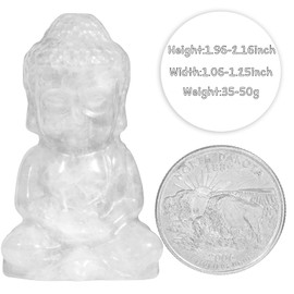 Nupuyai Rock Crystal Small Cute Buddha Figure Sitting Gemstone Crystal Lucky Buddha Healing Stone Statue Lucky Charm Feng Shui Zen Decoration and Meditation
