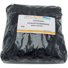 PlasticMill Rubber Bands - #33 Size - Black UV Rated EPDM Rubberbands - 100 Count.