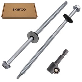 SKIR'CO (20 pcs) Zinc Plated Roofing Screws 5.5 x 120 mm, Hex Head, DIN 7504-K Self-Drilling Screws with EPDM Sealing Washers