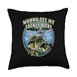 Wanna See My Tackle Box Freshwater Fishing River Fisherman Throw Pillow