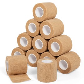 Sagafly Haftbandage Verband Selbstklebender 5cm x 4,5m, 12 Rollen Fixierbinde Selbsthaftend Koh?sive Bandage f??r Erste Hilfe Dog Tierarztwickelband Sport Elastische Binde f??r Handgelenk, F???e (Hautfarbe)