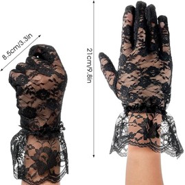 Women's Lace Gloves, Elegant Tea Party Short Ladies Gloves Summer Gloves for Wedding Party and Tea Party Prom Evening Gloves