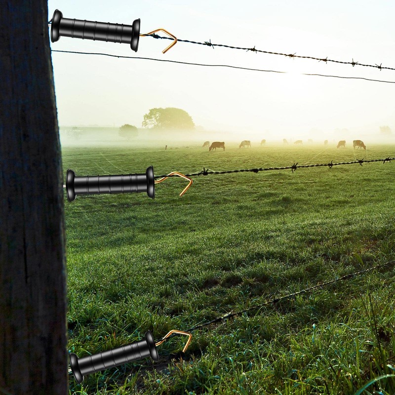 Therwen 18 Pcs Plastic Fence Gate Handle with Insulators Insulated