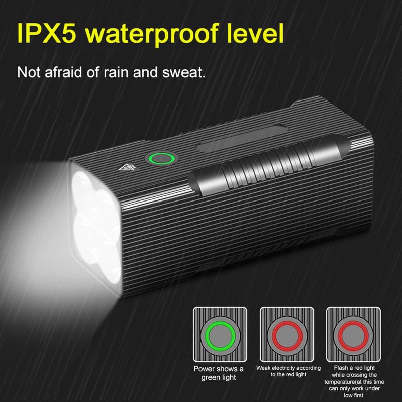 Outdoor Emergency Flashlight Portable Cycle Light USB Rechargeable High Power
