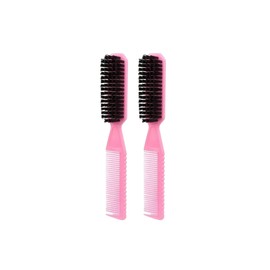 2-in-1 Hair Styling Comb and Brush, Pink, Double-Sided Fine Tooth Comb with Bristles 2pcs