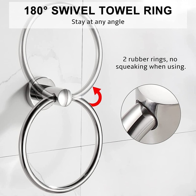 Towel Holder, Stainless Steel Bathroom Towel Ring, Wall Mounted Hanging