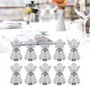 10Pcs Table Number Stands Stainless Steel Leaf Style Silver Color