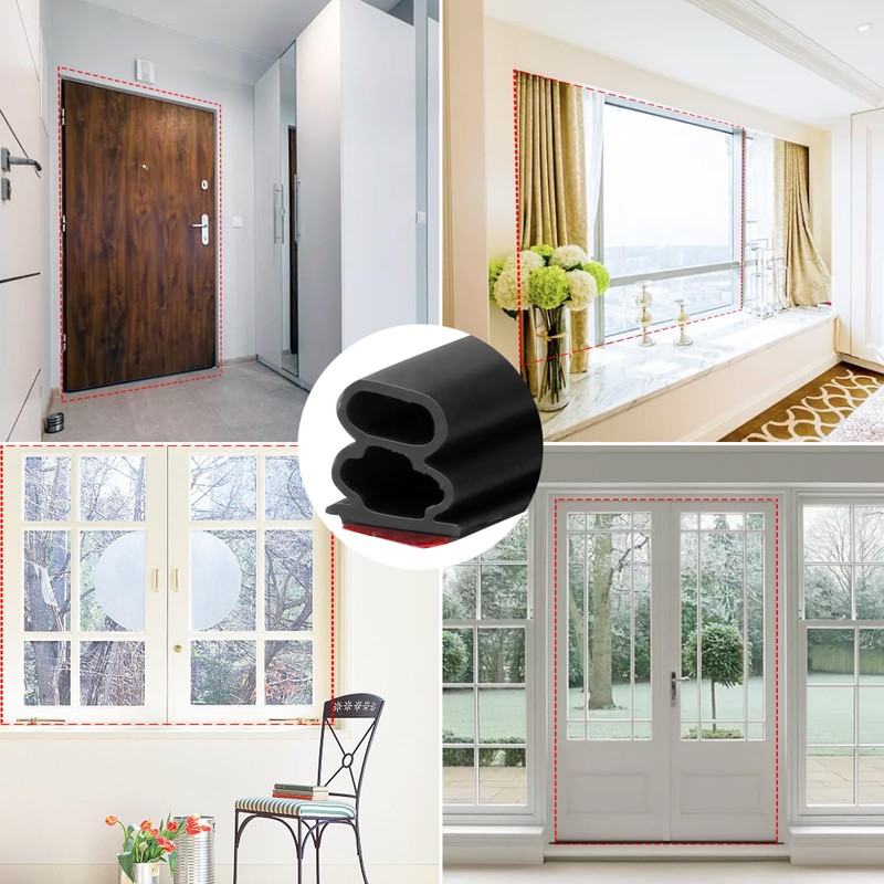 Door Weather Stripping Seal Strip - Self-Adhesive Rubber Soundproofing Weatherstrip