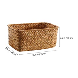 KOMBIUDA Rattan Storage Basket Handwoven Storage Basket Seagrass Woven Basket for Desktop Decor Organizing
