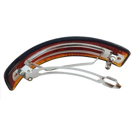 Parcelona French Golden Mesh Choco Dark Brown Curved Strong Grip Celluloid Automatic Large Hair Clip Hair Barrette