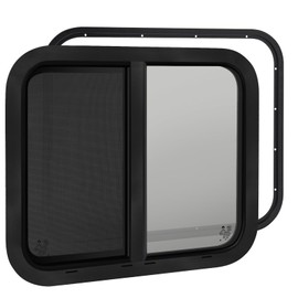 RV Window for Cargo Trailer,30"W x 24"H RV Window Replacement for Camper Travel Trailer Cargo Van,Horizontal Sliding with Screen&Trim Ring Fit 1" or 1-1/2" Thick Wall,DOT Approved