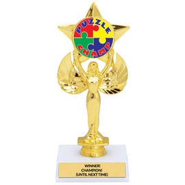 Puzzle Trophy, Family Puzzle Award, 1st Place, Customize with Free Engraving, 8.25 Inch Tall
