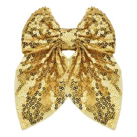 Bow Hair Clips for Girls Sequin Hair Bows Barrette Cheerleaders Hair Accessories Bowknot Hair Barrettes for Kids Baby, Gold