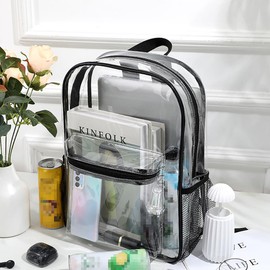 UUYYEO Small Clear Backpack Transparent Mini Backpack See Through Black Waterproof Bookbag for Concerts Festivals Work Travel