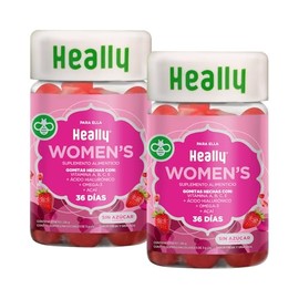 Multivitamínico para Mujer, Gomitas, Para Mayor Energía, Sabor Fresa y Granada, Con Ácido Hialurónico y Omega-3, Vitaminas A, B, C y E, 100% Natural, 