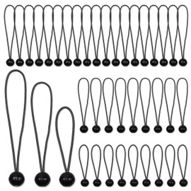 40 Pcs Ball Bungee Cords, 4/6/8 inch Heavy Duty Bungee Cord with Balls, Black Versatile Tarp Tie Down Bungee Balls Elastic Cord String for Camping Tents Pool Cover Cargo Securing