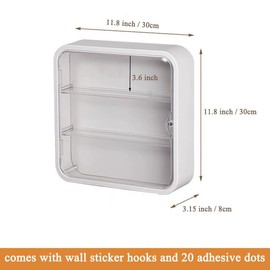 Clear Display Case for Figures, 12 Inch Collectibles Miniature Display Box with Shelves, Wall Mounted or Desktop Plastic Doll Storage Box Organizer Acrylic Display Storage Case for Mini Figure, White