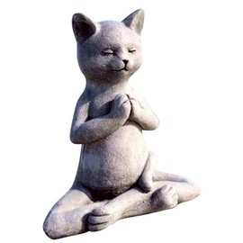 Buddha Cat Statue Zen Prayer Pose Home Memorial Decor Meditation Decor Yoga Decor