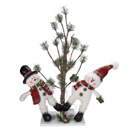 Northlight LED Lighted Snowmen Friends with Pine Tree Christmas Decoration - 34"