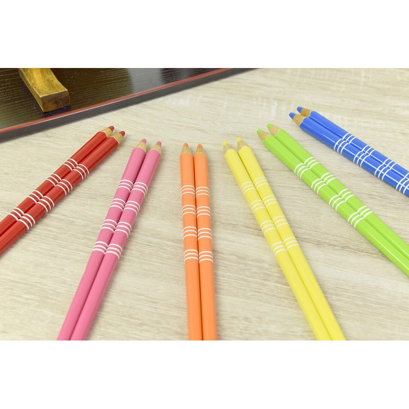 aoba Chopsticks Dishwasher Safe, Natural Wood Color Pencil Border Red