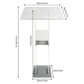 Acrylic Clear Podium Stand with Storage Shelf, Acrylic Pulpits for Churches, Conference, Speeches, Weddings, Classroom, Acrylic Podium Pulpit Stand, Presentation Podiums, 23.6" L X 15.7" W X 46" H