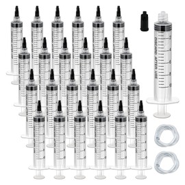 30 Pack 10ml Plastic Syringes with Tube, Luer Lock Syringes with Cap Individually Sealed Pack Measurement and Dispensing Tools for Science Labs Liquid Refilling Craft Pet (10ml)