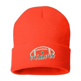 ALLNTRENDS Miami Football Hat Embroidered Fan Caps (Beanie, Orange)