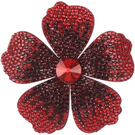 Mecool Rose Haar Clip Brosche Korsage Kopfschmuck Blume Haar Pin Künstlicher Kristall Rose Haar Barrette Zubehör für Frauen Mädchen Party, Rot