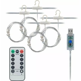 Enbrighten Multi-Color LED Curtain String Lights 3' x 7' Tall 88 Lights w/Remote