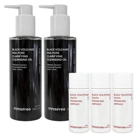 Innisfree Black Volcanic Pahar Pore Cleansing Oil 2pcs + Black Tea Ampoule 15mlx3pcs free / 이니스프리 블랙 화산송이 파하 모공 클렌징 오일 2개+블랙티앰플 15mlx3개 증정