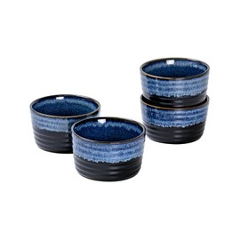 UNICASA Ramekin Set of 4, UNICASA 8 oz Creme Brulee Ramekins, Oven Safe Baking Set for Custard, Pudding, Souffle Cups, Reactive Blue
