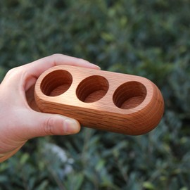 VolksRose 5~10ml Wooden Essential Oil Organizer for 3 Bottle - Red Oak Storage Rack - Elegant Travel & Home Display Holder for Essential Oils, Nail Polish, Perfume, Compact Shelf for Tabletop