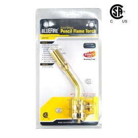 BLUEFIRE Full Metal Brass Pencil Flame Gas Welding Torch Head, MAPP MAP Propane - Torch with Propane gas kit