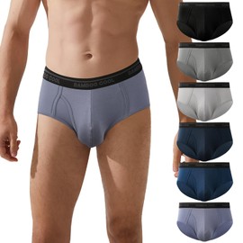 BAMBOO COOL Mens Underwear Briefs Open-fly Briefs Tagfree Breathable men’s Underwear 6 Pack