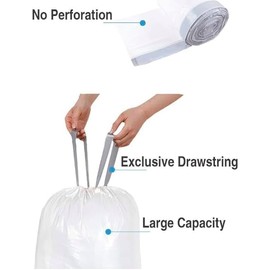 Premier Pak White Drawstring 13 Gallon Trash Bags (50 Count) - Compatible with Simplehuman N - Perfect for Tall Large Kitchen Garbage, Trash, and Waste Cans. Durable and Unscented - REFILL