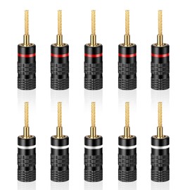 KUYIOHIFI HiFi Flex Pin Banana Plugs, 2mm pin Banana connectors/Plugs, for Spring-Loaded Inputs/Speaker Terminals, (5 Pairs/10 Pcs)
