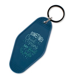 TeesAndTankYou Sometimes Good Moms Say Bad Words Vintage Style Motel Keychain Key Tag 3.5" Indigo Blue
