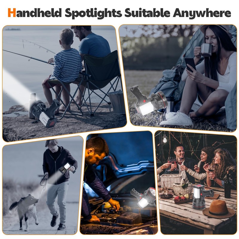 Vanvale Super Bright Handheld Spotlight Rechargeable LED Flashlight Long Lasting