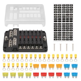 ZEALfix 12 Compartment Car Fuse Holder Fuse Box for Motorhome Boat Caravan Caravan Trailer Fuses Power Distributor 12 V -32 V
