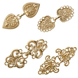 LEMIBK Vintage Sweater Swirl Clip Cape Cloak Clips for Dress Clothing, Retro Cardigan Clip Shawl Collar Clasp for Girl Women, Golden