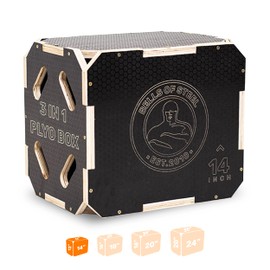 Plyo Box [Bells of Steel] Plyometric Box, 3-in-1, Anti-Slip, Wooden Step up Box for Workout, Jumps, Squats, Step-Ups, Knee-ups - 16in x 14in x 12in